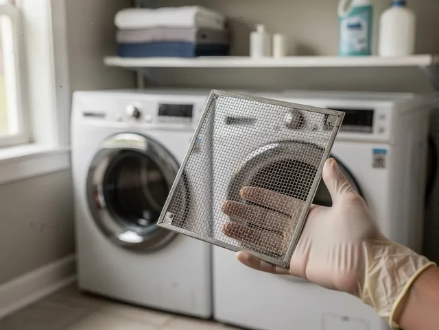 Buckeye Dryer Vent Cleaning specialist performing detailed lint trap cleaning service in Buckeye