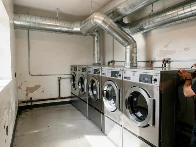 Buckeye Dryer Vent Cleaning team performing large-scale commercial dryer vent cleaning in Buckeye